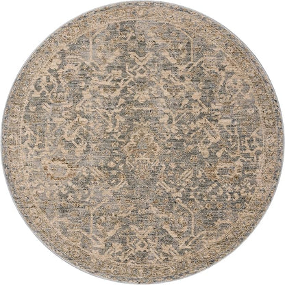 Loloi Magnolia Home by Joanna Gaines Junie Collection JUE-01 Blue/Natural 7'-10" x 7'-10", .38" Pile Height, Round Area Rug