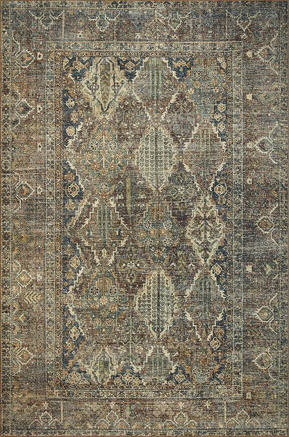 Loloi Magnolia Home by Joanna Gaines Banks Collection BAN-05 Spice/Blue 2'-3" x 3'-9" .13" Pile Height, Machine Washable, Accent Rug