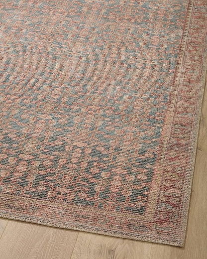 Loloi Angela Rose Aubrey Collection AUB-04 Blue/Terracotta 2'-6" x 9'-6", .19" Pile Height, Runner Rug