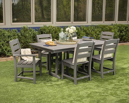 POLYWOOD Lakeside Farmhouse Style 37" x 72" Rectangle Outdoor Dining Table, White, All-Weather HDPE Lumber Patio Furniture, Buffet Table for Deck, Garden, Poolside