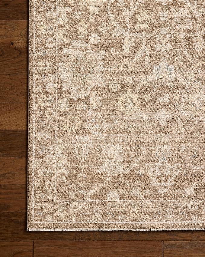 Loloi Chris Loves Julia Palma Collection PLM-09 Brown/Earth 9'-6" x 13'-1" Fringe Area Rug Vintage Style Boho Living Room Bedroom Carpet