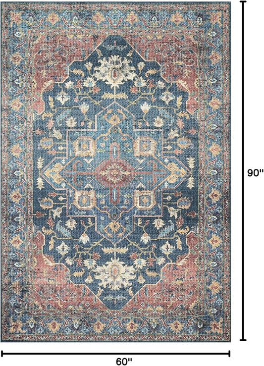 Loloi II Skye Collection SKY-08 Denim/Brick 5'-0" x 7'-6" Area Rug