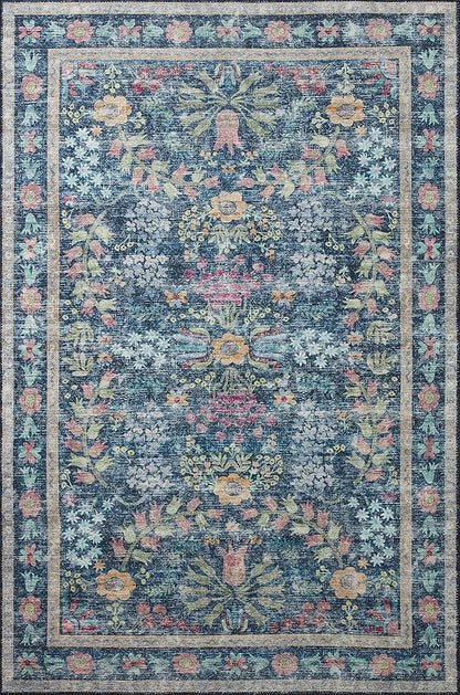 Loloi Rifle Paper Co. Maison Collection MAO-06 Blue/Multi 5'-0" x 7'-6", .19" Pile Height, Area Rug