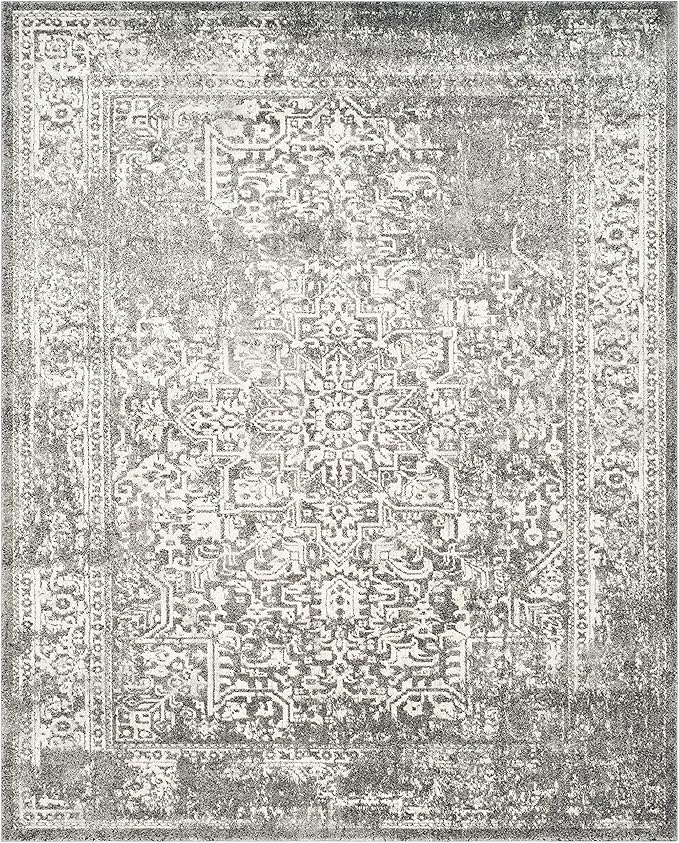 SAFAVIEH Evoke Collection 12' x 18' Grey/Ivory EVK256D Oriental Distressed Non-Shedding Living Room Bedroom Dining Home Office Area Rug