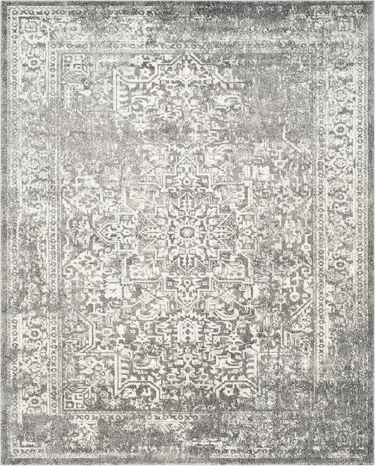 SAFAVIEH Evoke Collection 12' x 18' Grey/Ivory EVK256D Oriental Distressed Non-Shedding Living Room Bedroom Dining Home Office Area Rug