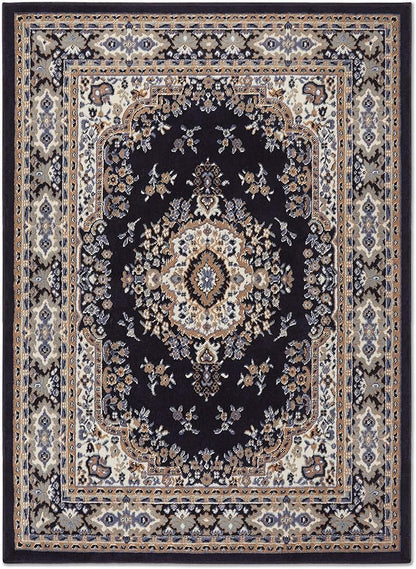 Home Dynamix Premium Sakarya Traditional Medallion Border Area Rug, Navy Blue, 21"x35" Rectangle