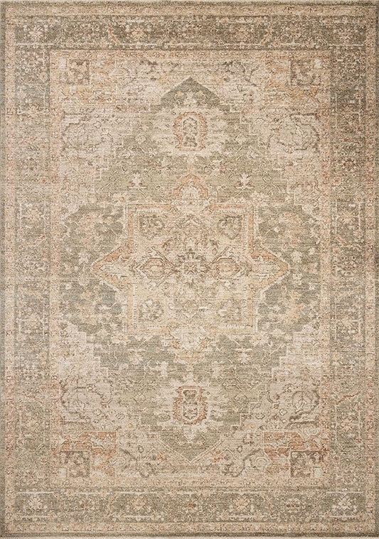 Loloi Chris Loves Julia Palma Collection PLM-08 Olive/Spice 2'-7" x 10'-0" Fringe Runner Rug Vintage Style Boho Living Room Bedroom Carpet