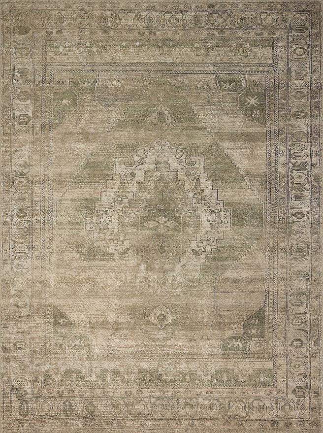 Loloi Amber Lewis Cambria Collection CBR-03 Sand/Olive 2'-6" x 9'-6" Runner Rug Jute, Neutral, Vintage Style, Antique Tone, Living, Bedroom, Dining, Carpet