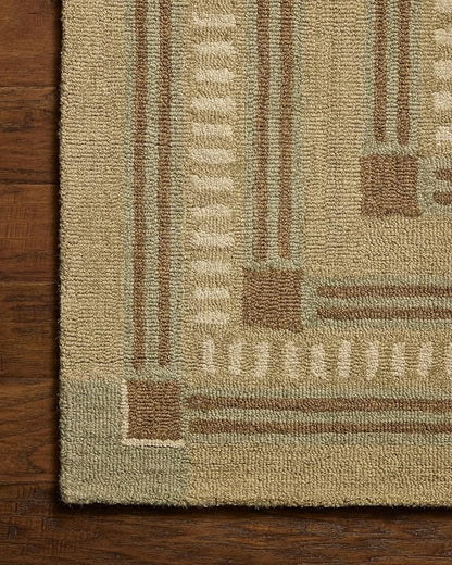 Loloi Chris Loves Julia Alfie Collection ALF-04 Green/Natural 2'-6" x 9'-9" Runner Rug Wool Neutral Living Bedroom Dining Carpet