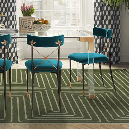 RUGGABLE x Jonathan Adler Machine Washable Modern Area Rug – Labyrinth Fern Green 8x10, Stain-Resistant, Non-Slip – Large Rugs for Living Room, Bedroom, Hallway, Entryway & Office–with Cushioned Pad
