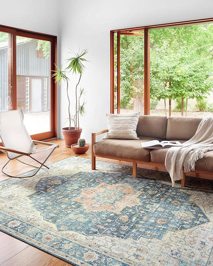 Loloi Skye Collection SKY-12 Ocean/Multi 6'-0" x 6'-0" Round Area Rug