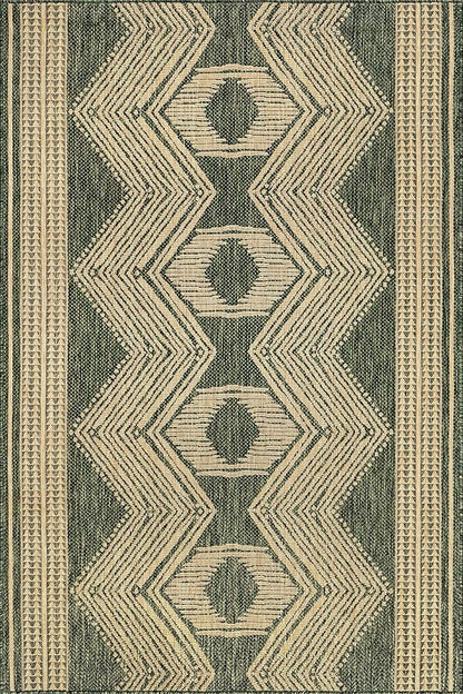 nuLOOM 4' x 6' Outdoor Tribal Geometric Area Rug, Stain Resistant, Weather Resistant, High Traffic, Patio, Balcony, Outside, Ranya Green