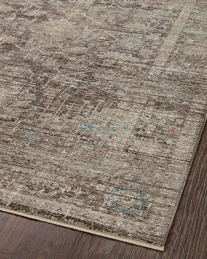 Loloi Magnolia Home by Joanna Gaines Millie Collection MIE-03 Charcoal/Dove 9'-6" x 9'-6", .25" Pile Height, Round Area Rug
