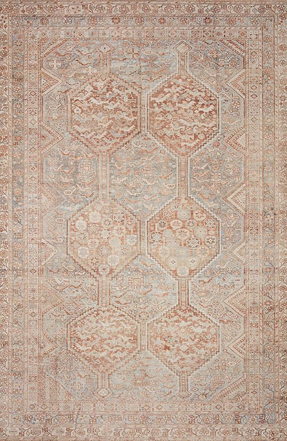 Loloi Chris Loves Julia Jules Collection JUL-04 Tangerine/Mist 7'-6'' x 9'-6'', .13" Pile Height, Area Rug