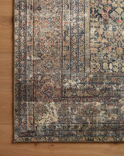Loloi Amber Lewis Morgan Collection MOG-03 Denim/Multi 3'-6" x 5'-6" 38" Thick Accent Rug feat. CloudPile, Neutral, Room Décor, Vintage Inspired, Livingroom, Bedroom, Dining Area