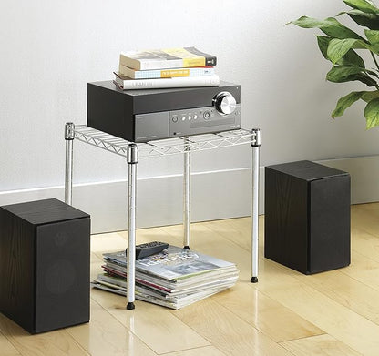 Whitmor Wire Shelving Unit, Metal Storage Shelves, Stacking Shelf with Basket, Easy Assembly Home Organizer for Pantry, Kitchen, Garage, Plant