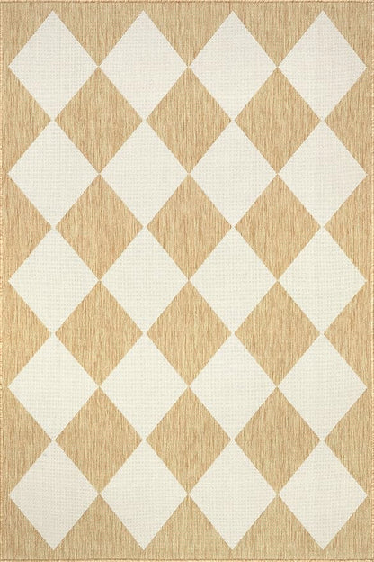 nuLOOM 9'6" x 12' Outdoor Performance Area Rug, Stain Resistant, Weather Resistant, High Traffic, Patio, Balcony, Outside, Sabina Tan