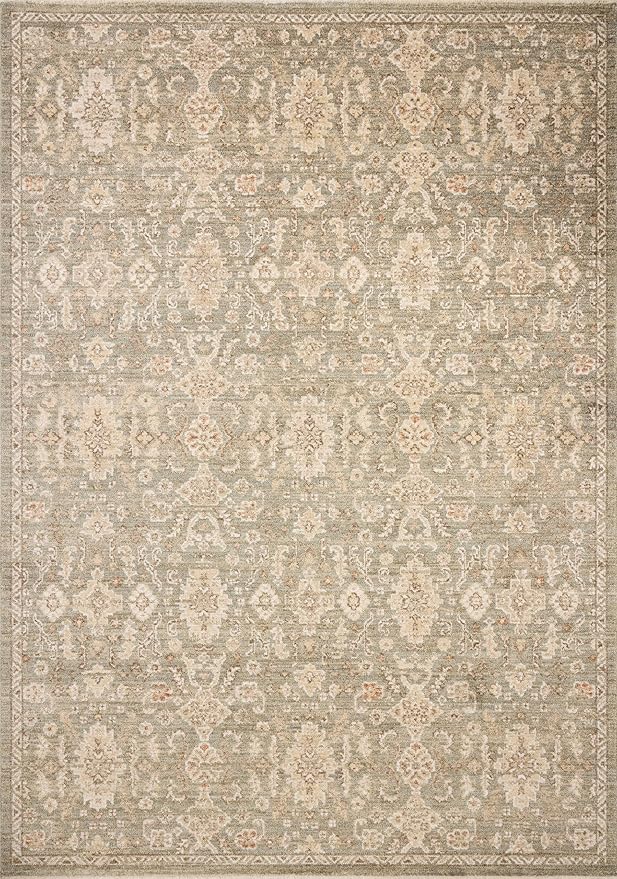 Loloi Chris Loves Julia Palma Collection PLM-03 Lagoon/Natural 2'-3" x 3'-10" Accent Rug Vintage Style Boho Living Room Bedroom Carpet