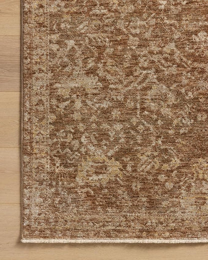 Loloi Magnolia Home by Joanna Gaines Junie Collection JUE-01 Clay/Natural 7'-10" x 7'-10", .38" Pile Height, Round Area Rug