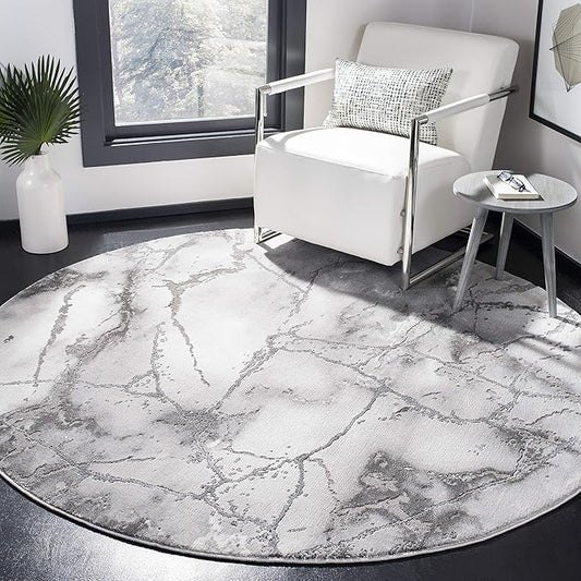 SAFAVIEH Craft Collection 10' Round Grey/Silver CFT877G Modern Abstract Non-Shedding Living Room Dining Bedroom Foyer Area Rug