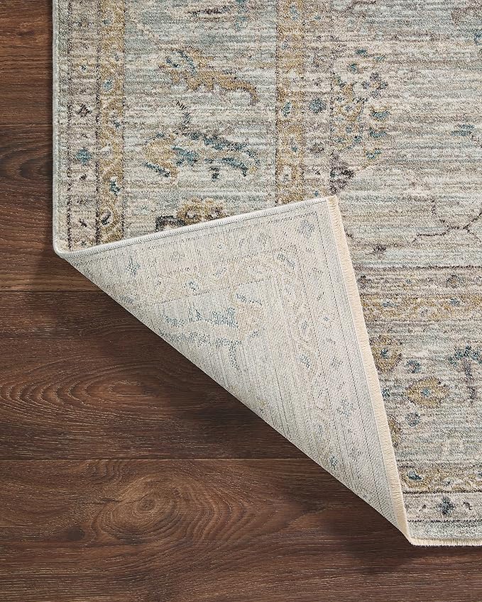 Loloi Magnolia Home by Joanna Gaines Millie Collection MIE-02 Sky/Gold 2'-7" x 14', .25" Pile Height, Runner Rug