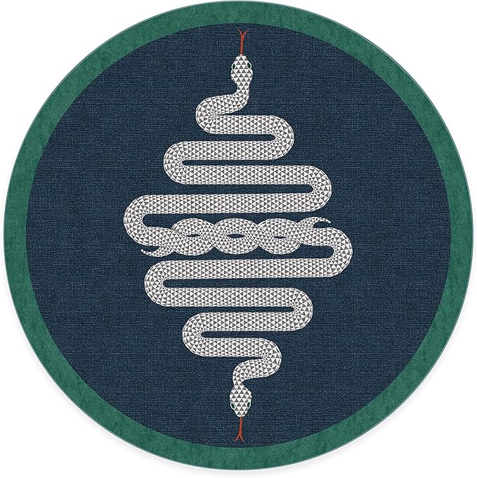 RUGGABLE x Jonathan Adler Machine Washable Modern Area Rug – Venom Sapphire 8 ft Round, Stain-Resistant, Non-Slip – Large Rugs for Living Room, Bedroom, Hallway, Entryway & Office–with Cushioned Pad