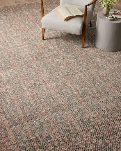 Loloi Angela Rose Aubrey Collection AUB-04 Blue/Terracotta 7'-6" x 7'-6", .19" Pile Height, Round Area Rug