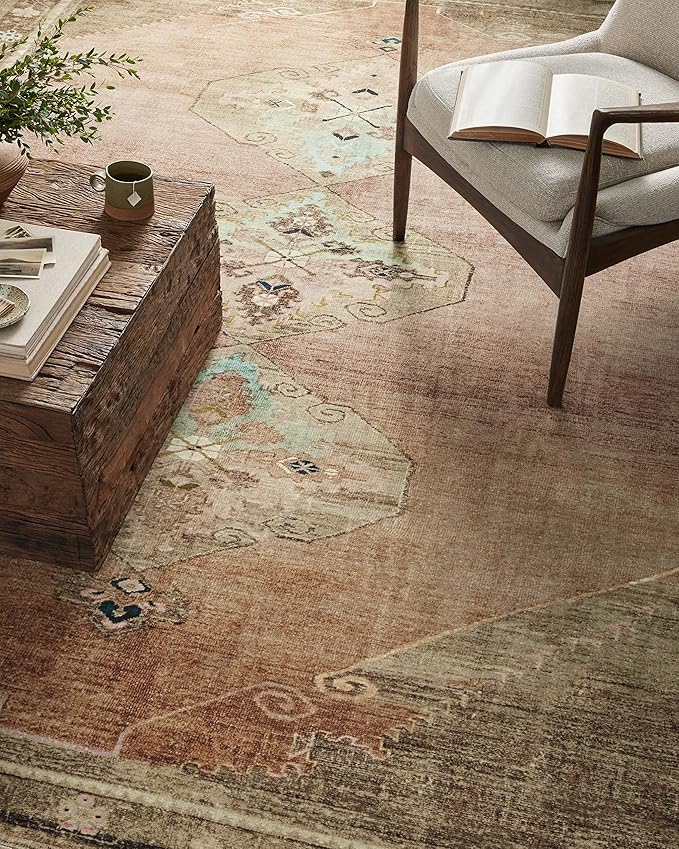 Loloi Magnolia Home by Joanna Gaines Sinclair Collection SIN-06 Clay/Tobacco 2'-3" x 11'-6", .25" Pile Height, Machine Washable, Runner Rug