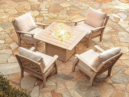 Martha Stewart by POLYWOOD® Chinoiserie Deep Seating Chair in Mahogany/Spiced Burlap