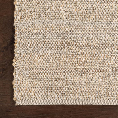 nuLOOM 2'6" x 12' Elfriede Jute & Cotton Hand Woven Area Rug, Natural, Solid Rustic Farmhouse Style, Weaved Design, Natural Fiber, For Bedroom, Living Room, Dining Room, Hallway, Office, Entryway