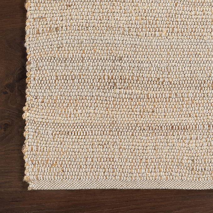 nuLOOM 12x15 Elfriede Jute & Cotton Hand Woven Area Rug, Natural, Solid Rustic Farmhouse Style, Weaved Design, Natural Fiber, For Bedroom, Living Room, Dining Room, Hallway, Office, Entryway
