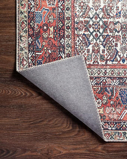 Loloi Layla Collection LAY-12 Ivory/Brick 2'-6" x 9'-6" .13" Thick Runner Rug, Soft, Durable, Vintage Inspired, Distressed, Low Pile, Non-Shedding, Easy Clean, Printed, Living Room Rug