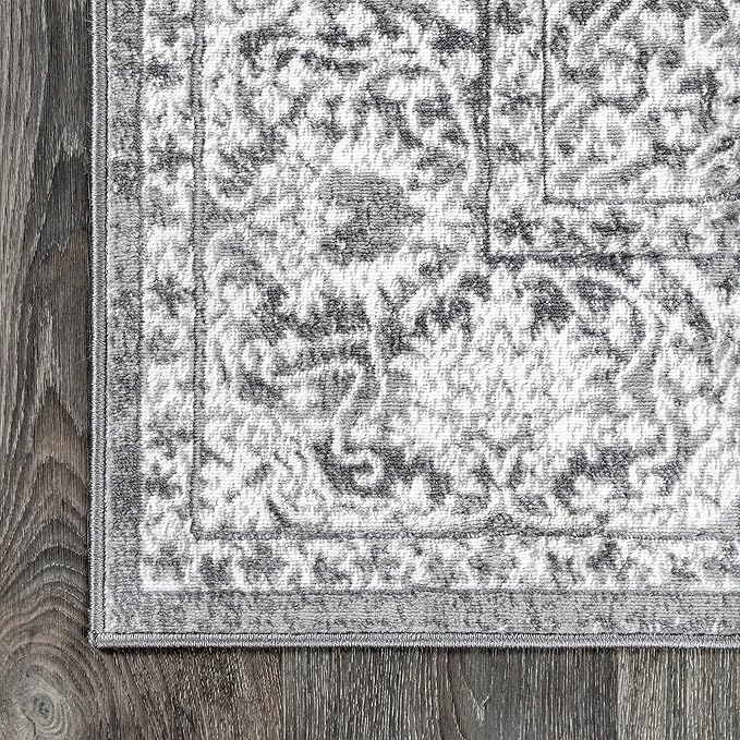 JONATHAN Y Modern Vintage Medallion Light Gray 9x9 Square Indoor Area Rug, Country, Floral, Easy-Cleaning for Living Room, Bedroom, Kitchen, Pet Friendly, Non-Shedding (MDP100A-9SQ)