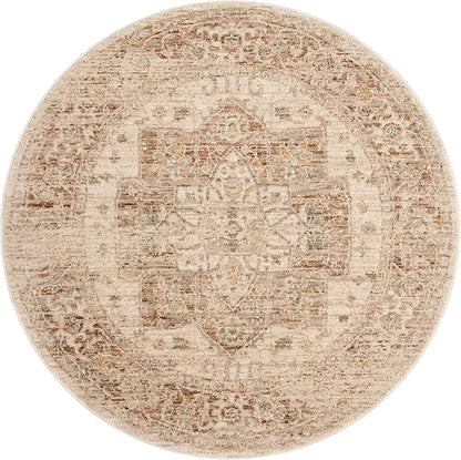Loloi Magnolia Home by Joanna Gaines Junie Collection JUE-04 Natural/Clay 5'-3" x 5'-3", .38" Pile Height, Round Area Rug