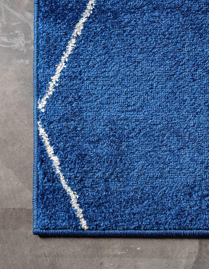Unique Loom Trellis Frieze Collection Area Rug - Geometric (3' 3" x 5' 3", Navy Blue/ Ivory)