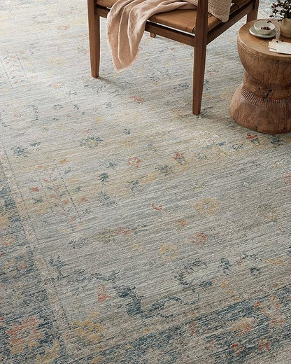 Loloi Magnolia Home by Joanna Gaines Millie Collection MIE-04 Slate/Multi 5'-3" x 7'-6", .25" Pile Height, Area Rug