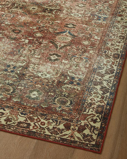 Loloi Magnolia Home by Joanna Gaines Banks Collection BAN-04 Brick/Ivory 5'-0" x 7'-6", .13" Pile Height, Machine Washable, Area Rug