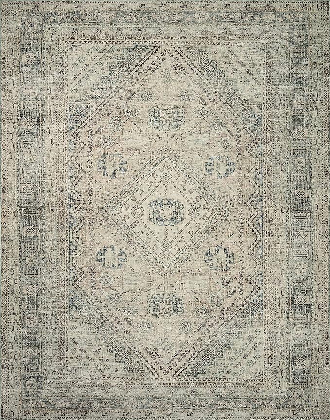 Loloi Magnolia Home by Joanna Gaines Sinclair Collection SIN-04 Natural/Sage 2'-3" x 3'-9", .25" Pile Height, Machine Washable, Accent Rug