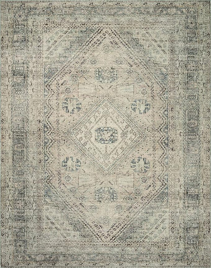 Loloi Magnolia Home by Joanna Gaines Sinclair Collection SIN-04 Natural/Sage 2'-3" x 9'-6", .25" Pile Height, Machine Washable, Runner Rug