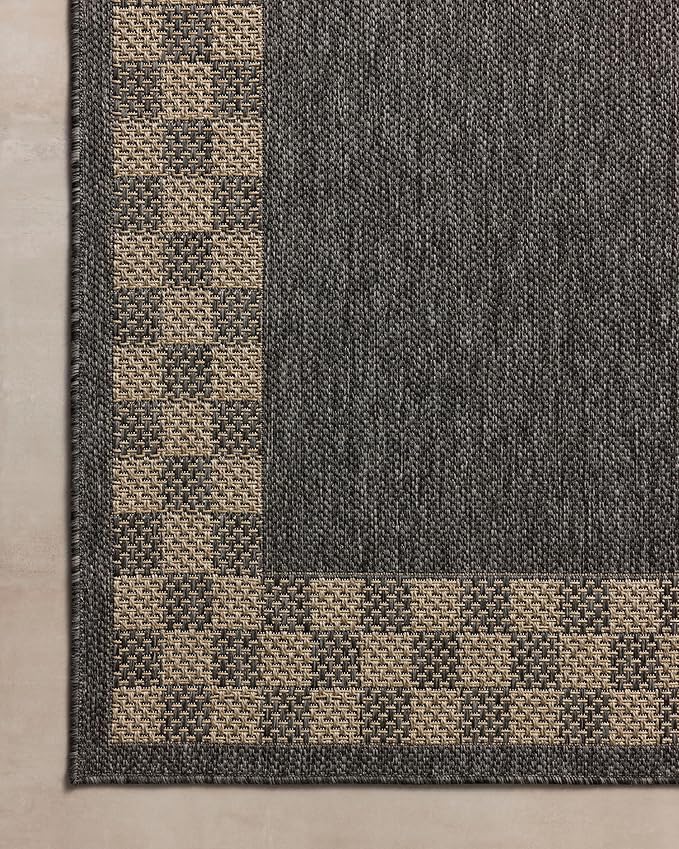 Loloi Chris Loves Julia Providence Collection PRC-01 Charcoal/Natural 5' x 7'-7", .12" Pile Height, Indoor/Outdoor Area Rug