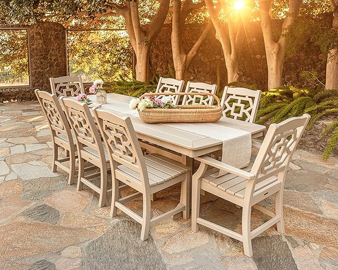 Martha Stewart by POLYWOOD® Chinoiserie Dining Arm Chair in Teak