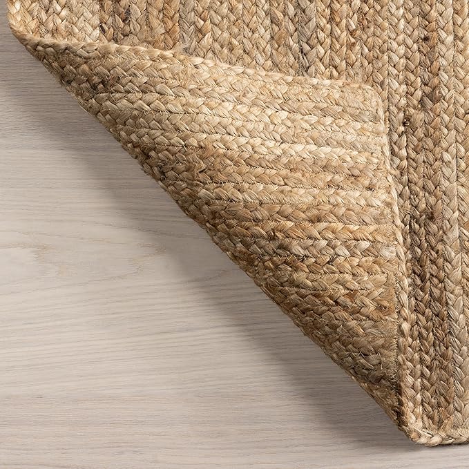 nuLOOM 9x12 Rigo Jute Hand Woven Area Rug, Natural, Solid Farmhouse Design, Natural Fiber, For Bedroom, Living Room, Dining Room, Hallway, Office, Kitchen, Entryway