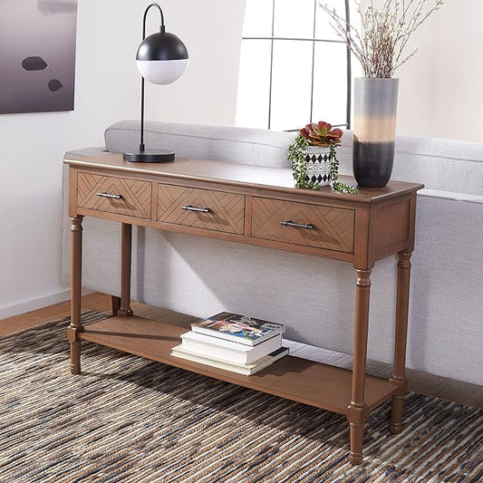 SAFAVIEH Home Collection Peyton Brown 3-Drawer Lower Shelf Console Table CNS5705C