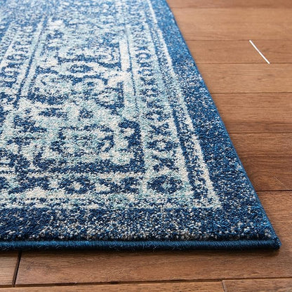 SAFAVIEH Area Rug 9x12 - Evoke Collection - Large - Navy & Ivory, Distressed Design, Non-Shedding & Easy to Clean, Ideal for Living Room, Bedroom, Dining Space (EVK256A)