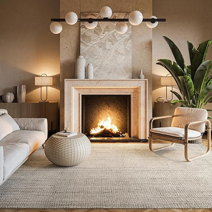nuLOOM Ashli Solid Farmhouse Jute Area Rug, 5' x 8', Off-white, Rectangular, 0.5" Thick