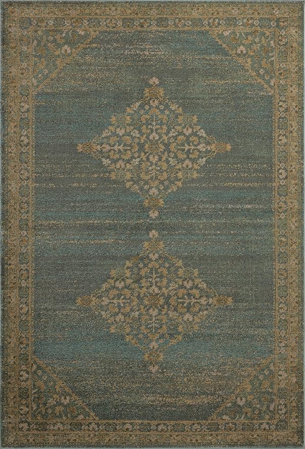 Loloi Magnolia Home by Joanna Gaines Mona Collection MOA-04 Aqua/Wheat 11'-6" x 15'-6" Area Rug