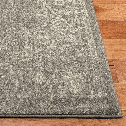 SAFAVIEH Evoke Collection 2'2" x 21' Silver / Ivory EVK256S Oriental Distressed Non-Shedding Living Room Bedroom Runner Rug