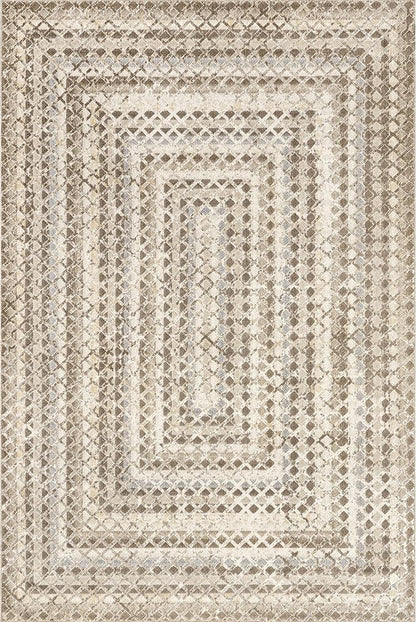 nuLOOM Carley Machine Washable Geometric Area Rug - 6 Round Machine Washable Area Rug Farmhouse Beige/Ivory Rugs for Living Room Bedroom Dining Room Kitchen