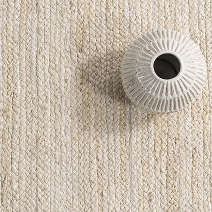 nuLOOM Oval 5x8 Rigo Jute Hand Woven Area Rug, Off White, Solid Farmhouse Design, Natural Fiber, For Bedroom, Living Room, Dining Room, Hallway, Office, Kitchen, Entryway