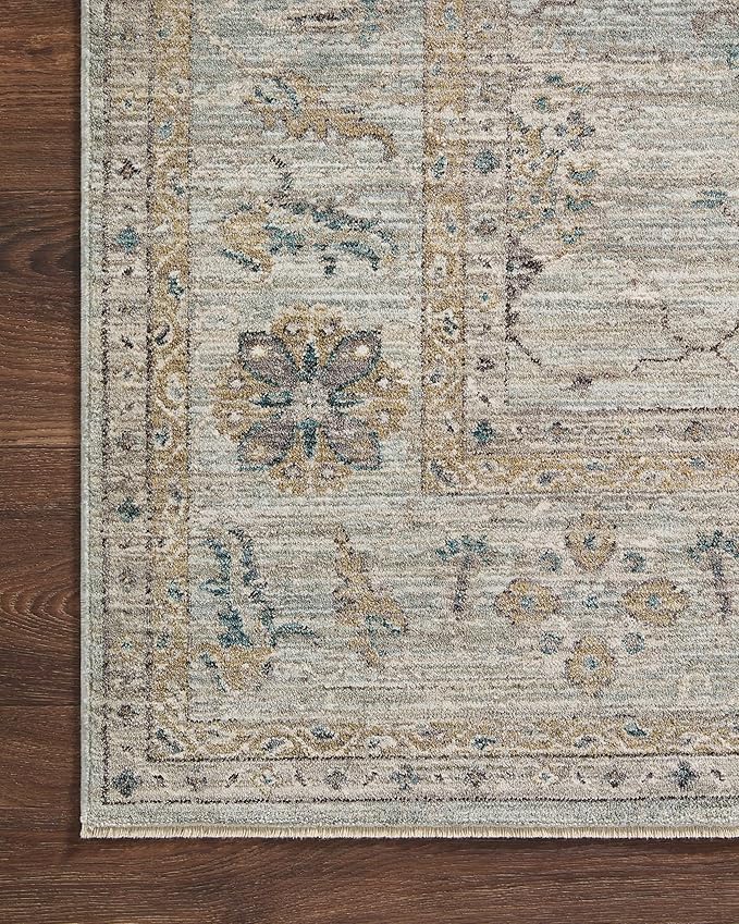 Loloi Magnolia Home by Joanna Gaines Millie Collection MIE-02 Sky/Gold 2'-7" x 14', .25" Pile Height, Runner Rug